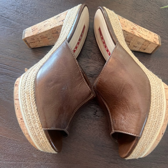 PRADA platform, heel mule clog, asper drill, cork rope leather 36.5 - Picture 5 of 11